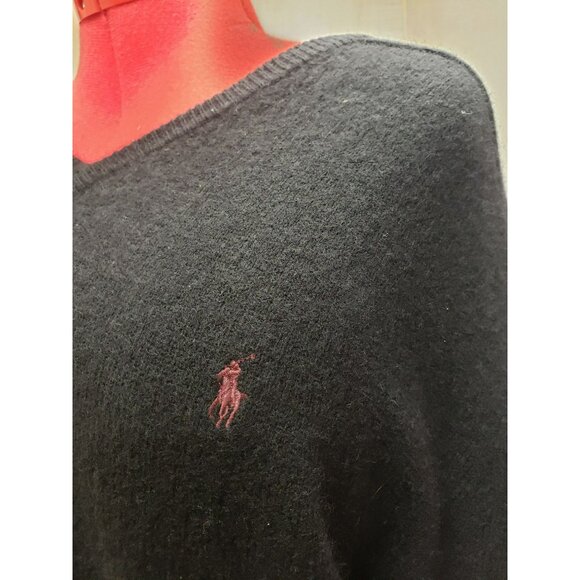 Polo Ralph Lauren V-Neck Sweater XXL, Black, 100% Lambswool, Classic Long Sleeve - Picture 2 of 7